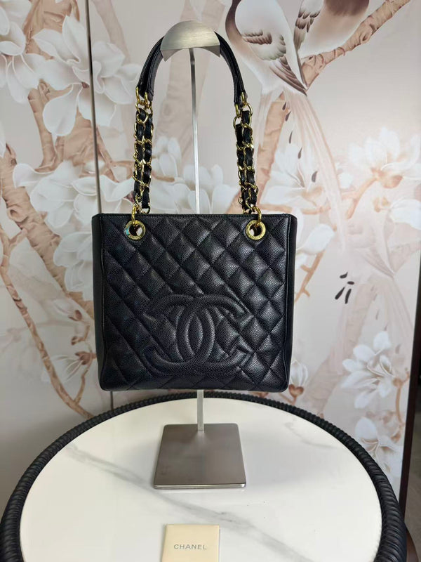 Chanel  Caviar Quilted Petit Shopping Tote PST Black