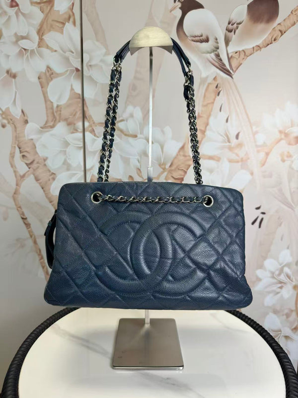 Chanel  Caviar Quilted Timeless CC Tote Dark Navy Blue