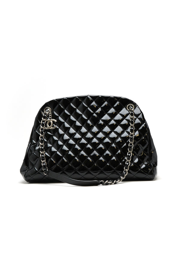 Chanel  Patent Quilted Large Just Mademoiselle Bowling Bag Black