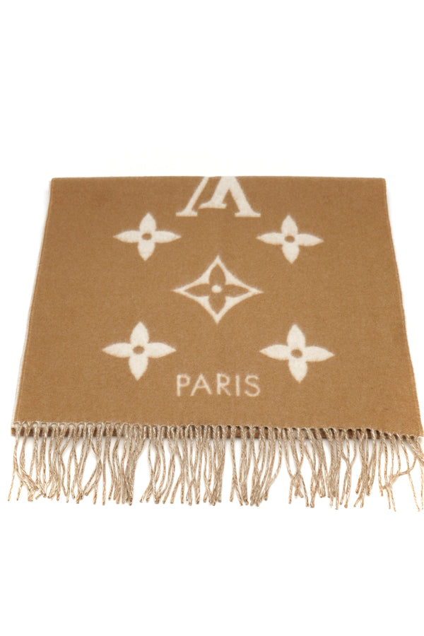 Louis Vuitton  Wool Cashmere Monogram Daily LV Scarf Beige White