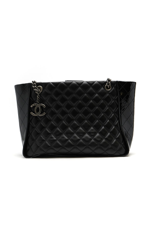 Chanel  Lambskin Quilted Shopping Tote Black
