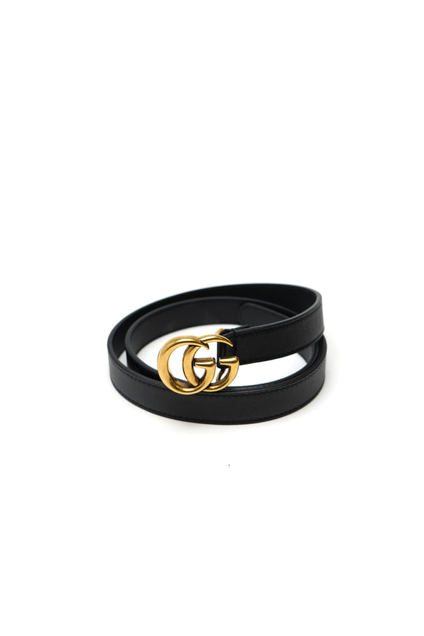 Gucci  Calfskin Double G 20mm Belt 75 30 Black