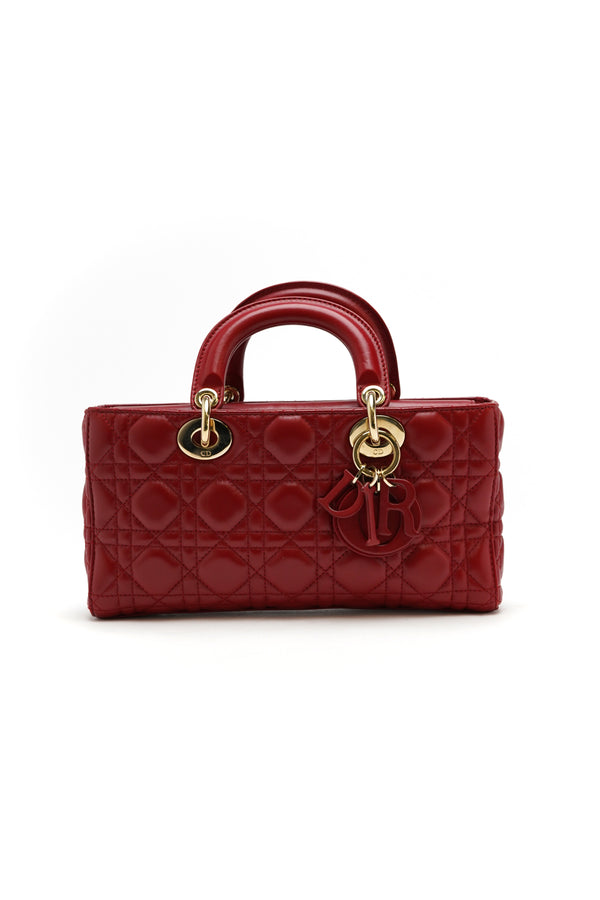 Christian Dior  Lambskin Cannage Medium Lady D-Joy Red