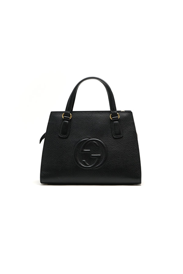 Gucci  Dollar Calfskin Medium Soho Top Handle Satchel Black