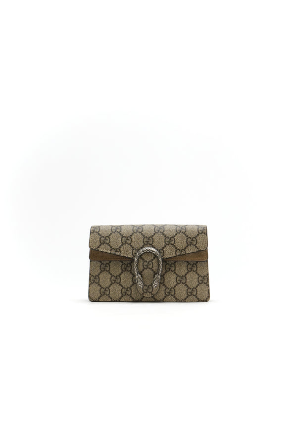 Gucci  GG Supreme Monogram Super Mini Dionysus Shoulder Bag Taupe