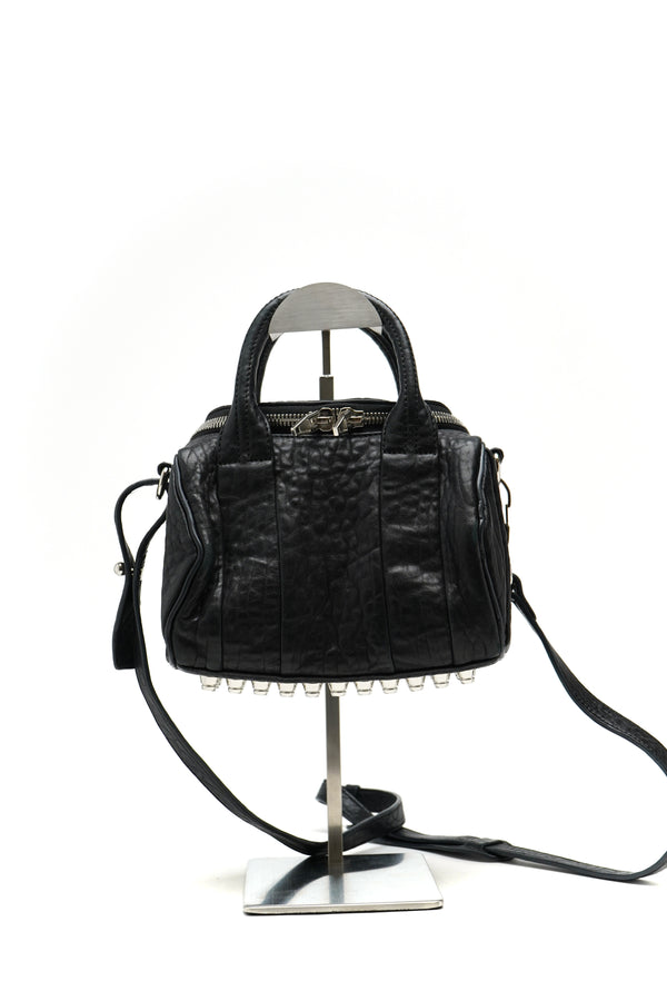 Alexander Wang  Pebbled Lambskin Mini Rockie Black Matte Sliver Hardware