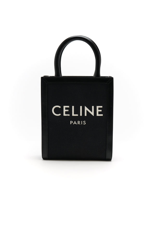Celine  Canvas Calfskin Mini Vertical Cabas Black
