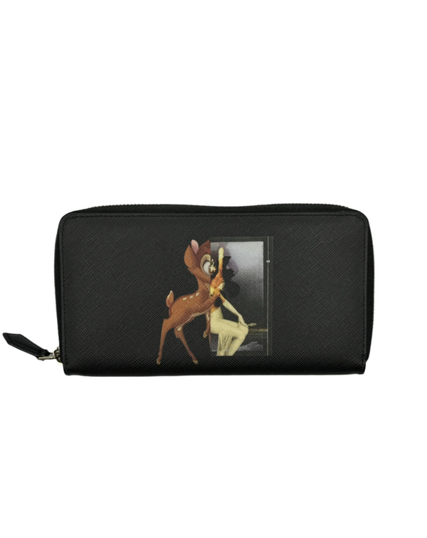 Givenchy Black Coated Canvas Bambi Zip Around Wallet