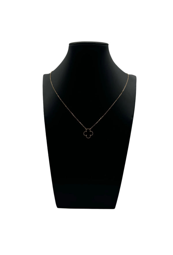 Van Cleef & Arpels 18k Yellow Gold Vintage Alhambra Black Onyx Pendant Necklace