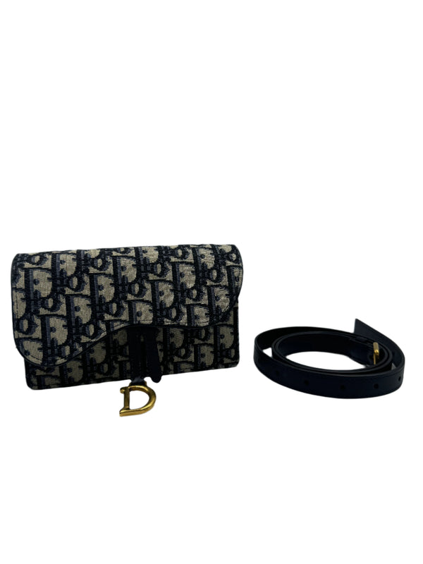 Christian Dior  Oblique Saddle Belt Bag Blue