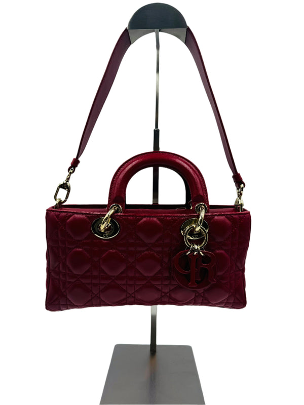 Christian Dior  Lambskin Cannage Medium Lady D-Joy Red