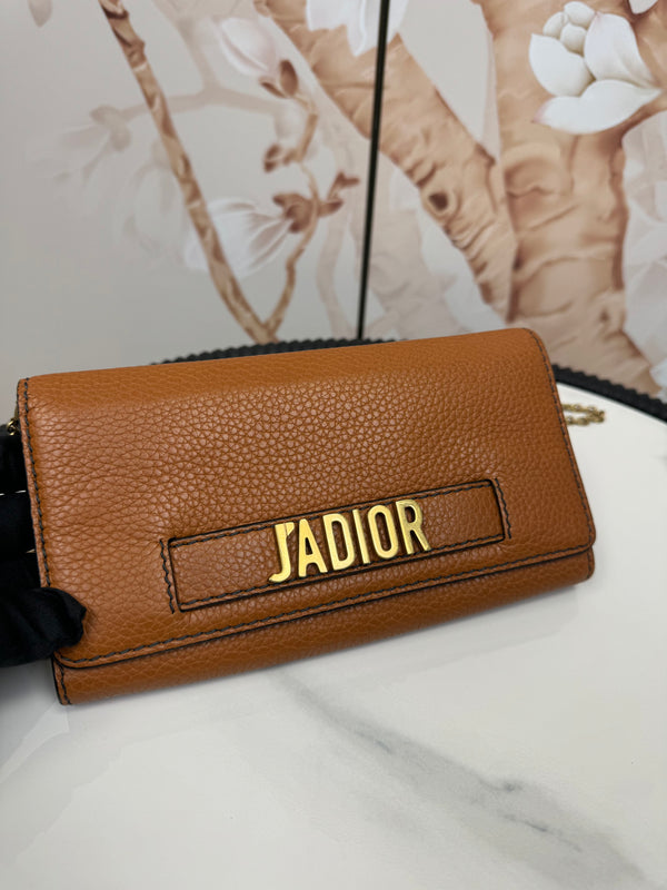 Christian Dior Brown Leather J'adior Wallet On Chain
