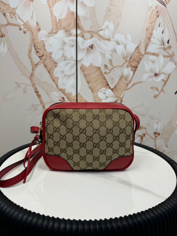 Gucci  Monogram Mini Bree Messenger Bag Red