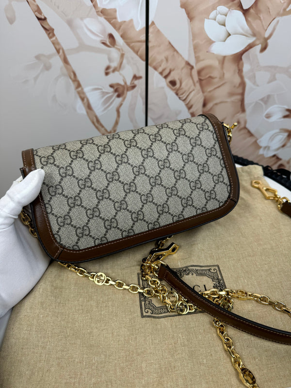 Gucci Beige/ebony GG Supreme Horsebit 1955 small shoulder bag
