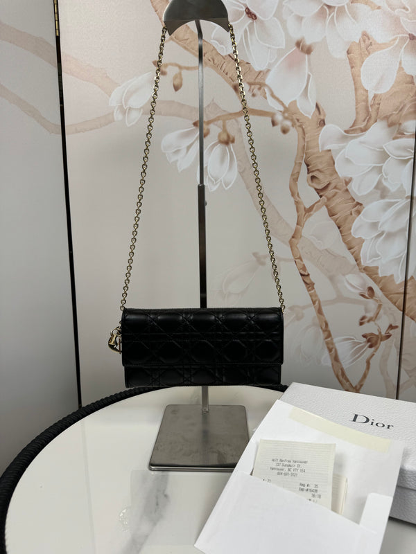 Christian Dior  Lambskin Cannage Lady Dior Pouch Black