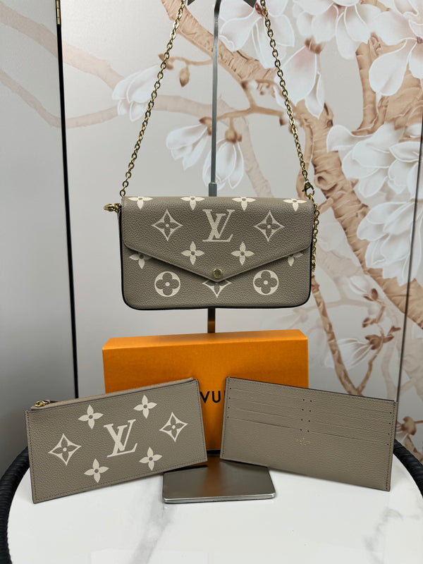 Louis Vuitton  Empreinte Monogram Giant Felicie Pochette Tourterelle Creme