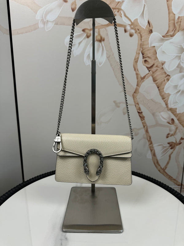 Gucci  Dollar Calfskin Crystal Super Mini Dionysus Shoulder Bag Mystic White Black Diamond
