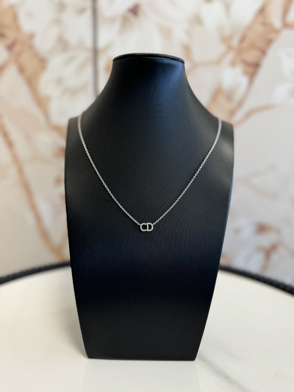 Christian Dior  Metal Crystal Clair D Lune Necklace Silver