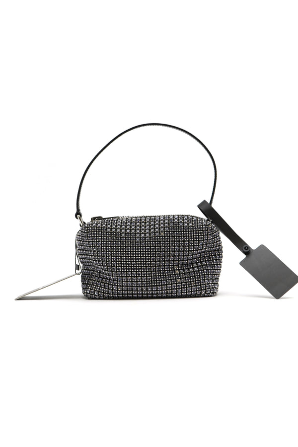 Alexander Wang Mesh Crystal Rhinestone Mini Heiress Pouch Black Silver