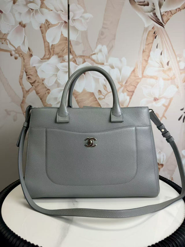 Chanel  Grained Calfskin Small Neo Executive Shopper Tote Grey