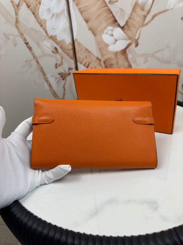 Hermes Epsom Kelly Longue Wallet Orange