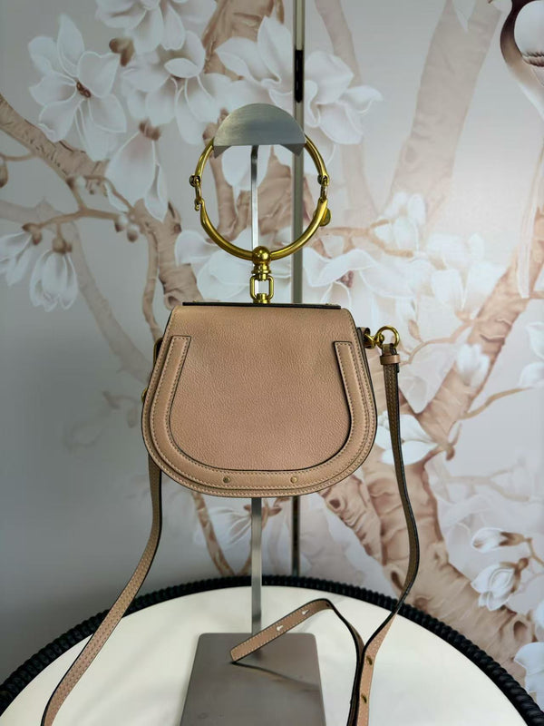 Chloe  Calfskin Suede Small Nile Bracelet Bag Biscotti Beige