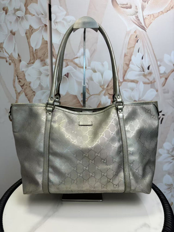 Gucci  Imprime Monogram Medium Joy Tote Silver