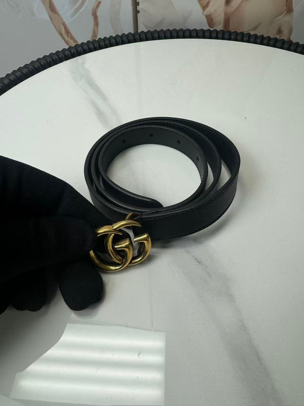 Gucci  Calfskin Double G 20mm Belt 70 30 Black