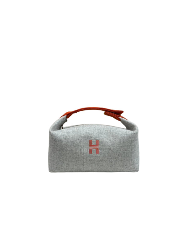 Hermes Canvas Large Bride-A-Brac Pouch Gris Flanelle